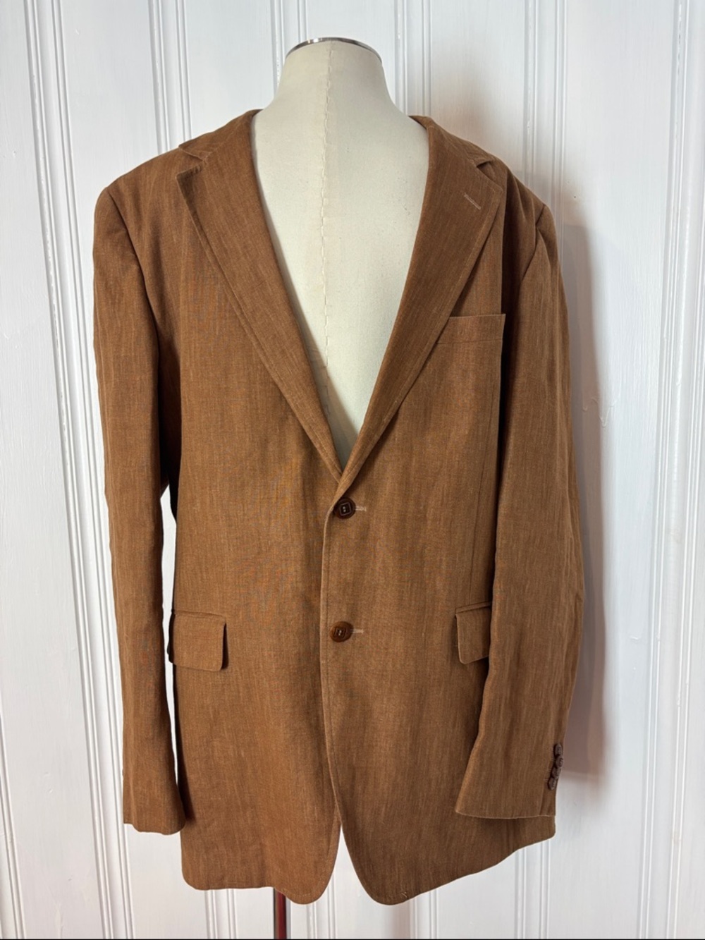 NWOT ECCE UOMO 100% Linen Tan Brown Blazer 56 EU Luxury Summer Sport Coat Italy